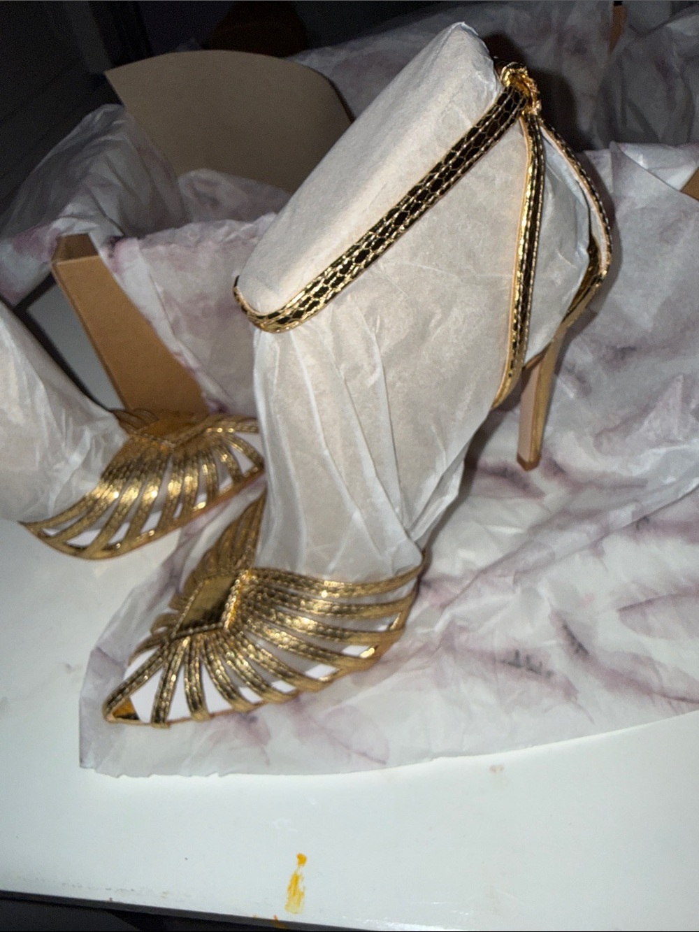 Jessica Simpson Gold Strappy High Heel Sandals for Women